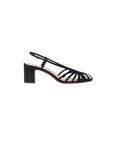 Priscilla Lattice Slingback Mid Heel Sandal Black