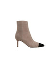 Lisa Cap-Toe Mid-Heel Bootie Taupe/Black Boots - Booties Veronica Beard - Shoes 