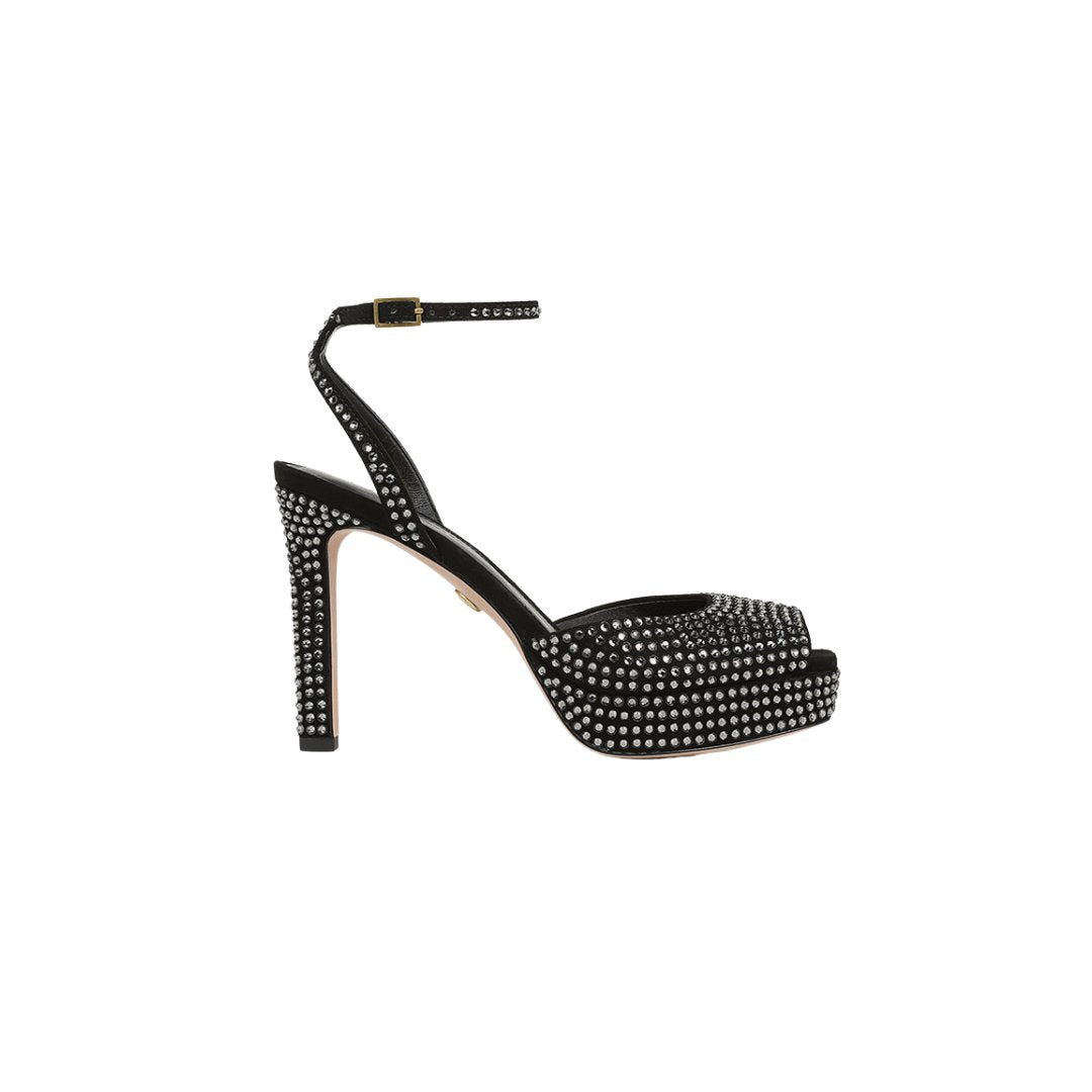 Brianne Crystal Platform Sandal Black Sandals - Heeled Sandals Veronica Beard - Shoes 