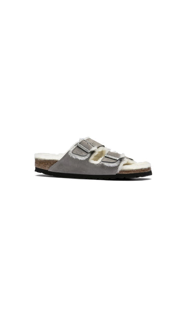 Arizona Shearling Suede Stone Coin Shoes - Sandals - Flat Sandals Birkenstock 