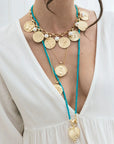 Double Wrap Diamond Cut Beaded Necklace Turquoise Necklaces Jane Win 