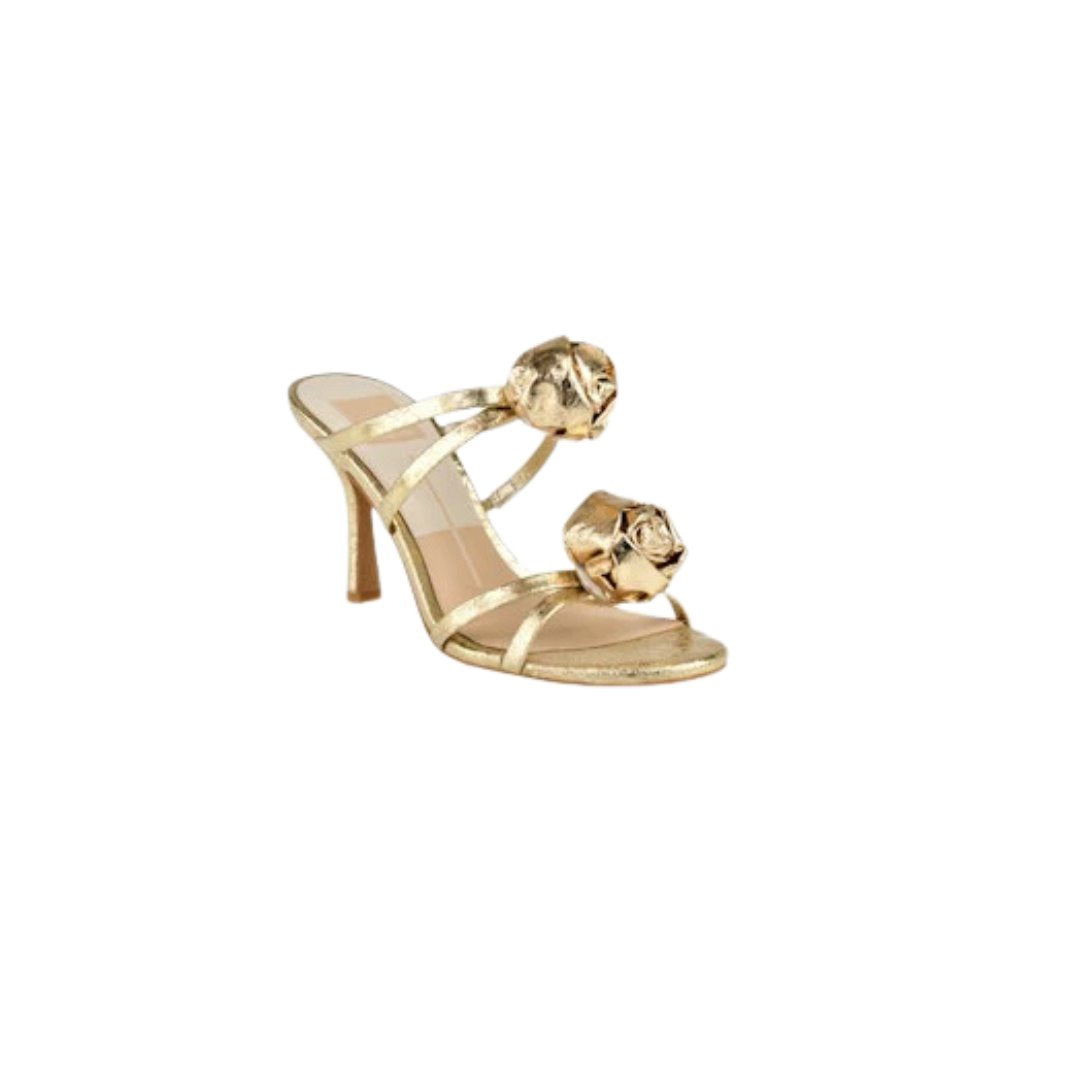 Linzy Gold Crackled Leather Sandals - Heeled Sandals Dolce Vita 