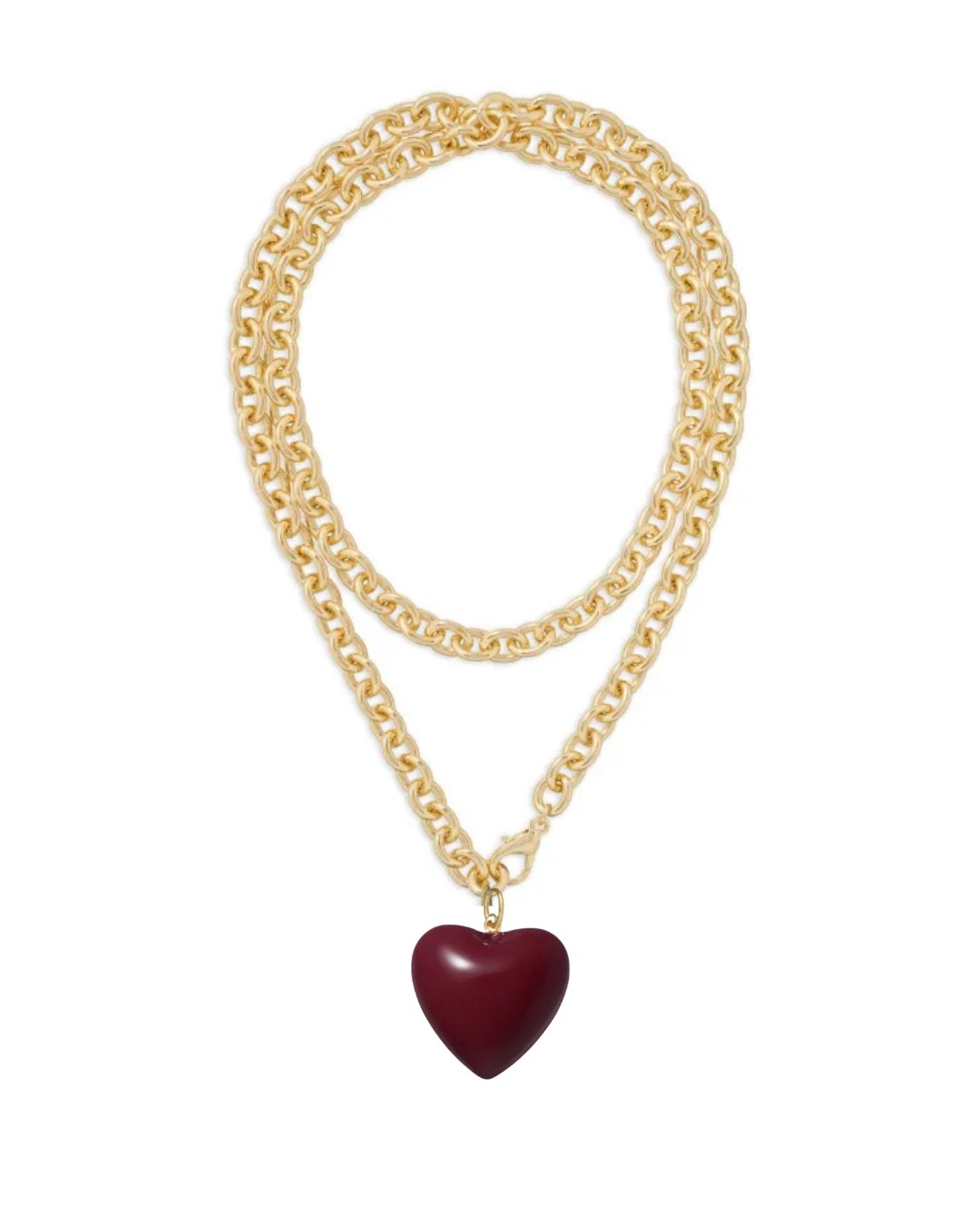 The Big Puffy Heart Charm Necklace Burgundy Necklaces Roxanne Assoulin 