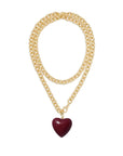 The Big Puffy Heart Charm Necklace Burgundy Necklaces Roxanne Assoulin 