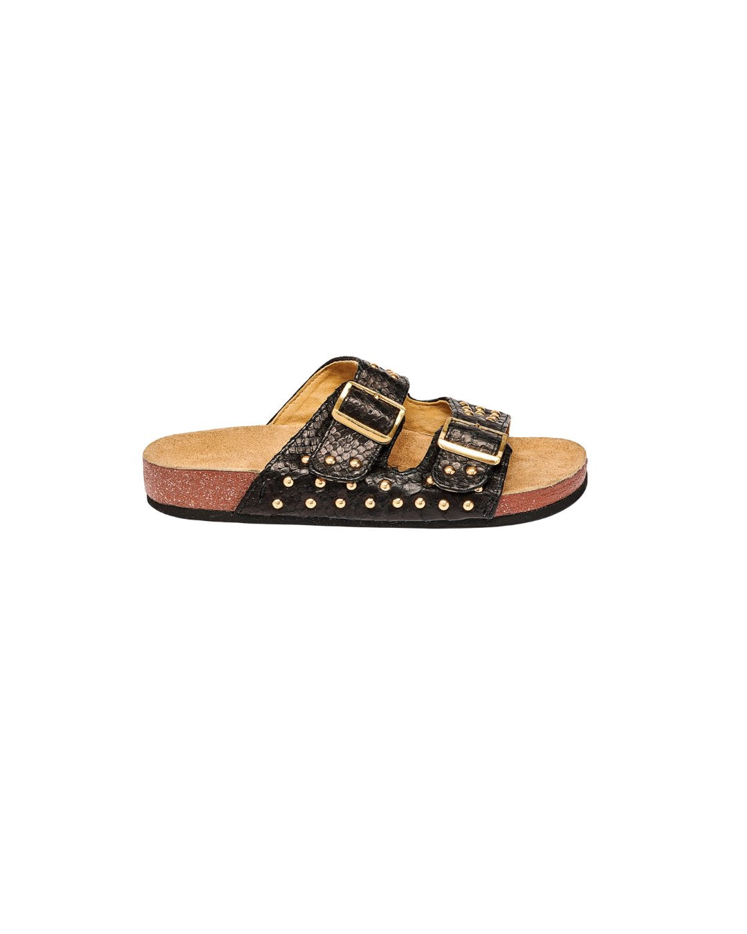 Odette Sandal Black Python Sandals - Flat Sandals Claris Virot 