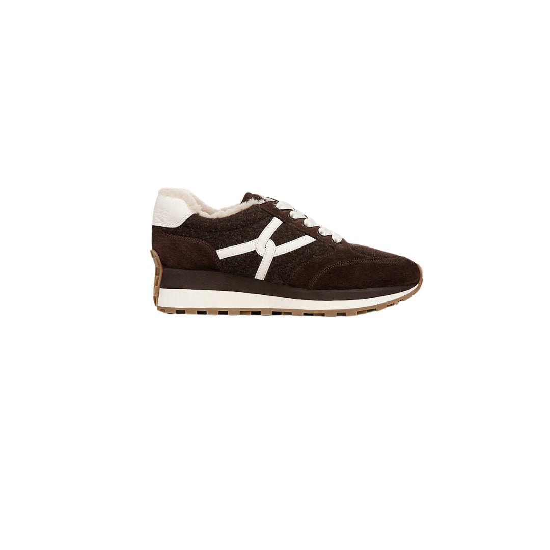 Valentina Shearling Sneaker Espresso Sneakers Veronica Beard - Shoes 