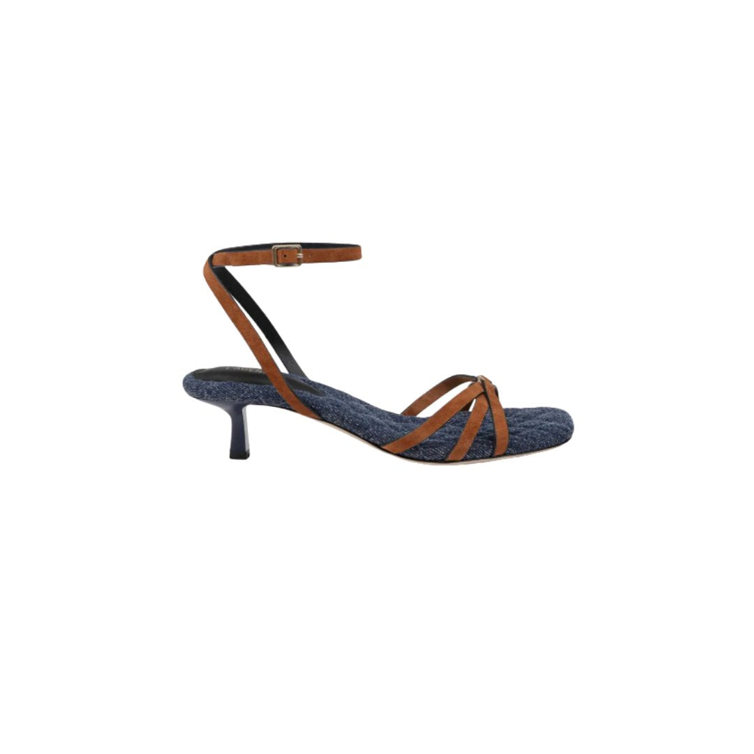 Genette Buckskin Suede Sandals - Heeled Sandals L'Agence Shoes 