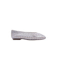 Rosalie Woven Leather Silver Flats - Ballet French Sole 