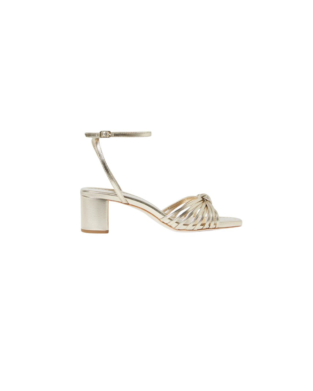 Olivia Leather Knot Mid Heel Sandal Champagne Sandals - Heeled Sandals Loeffler Randall 