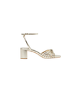 Olivia Leather Knot Mid Heel Sandal Champagne