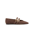 Baylee Grommet Ballet Flat Dark Brown Perforated Suede Flats - Ballet Dolce Vita 