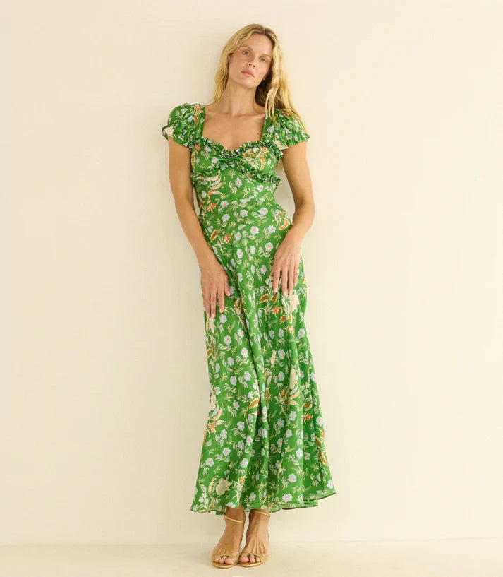 Valerine Dress Hollyhock Hills Emerald Dresses - Midi Doen 