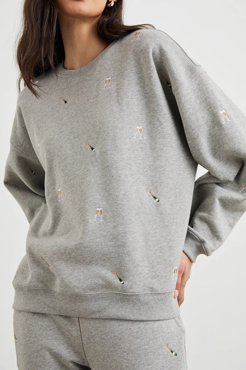 Varsity Sweatshirt Champagne Embroidery Tops - Sweatshirts Rails 