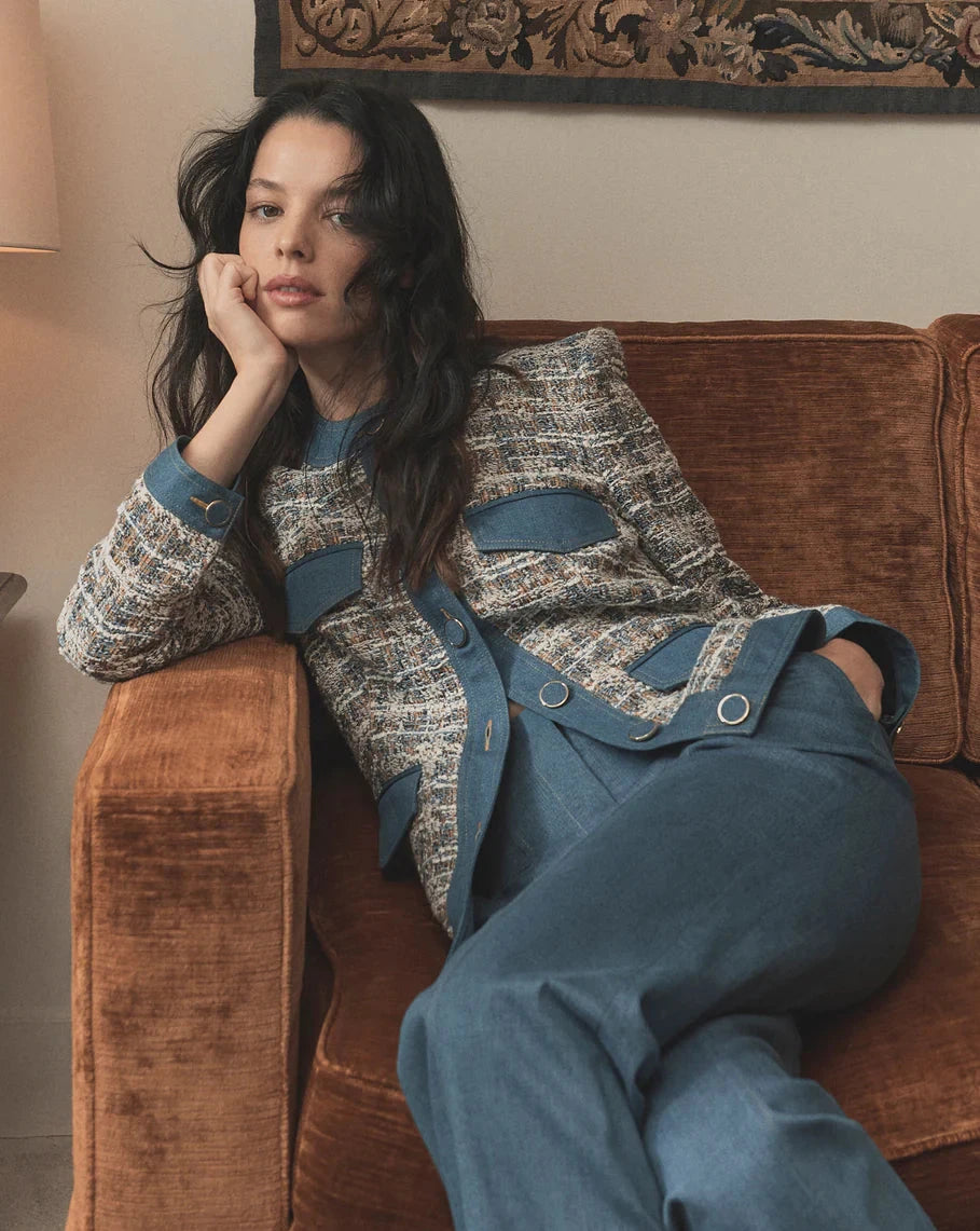 Ainslie Tweed Jacket Navy Multi Jackets - Denim Veronica Beard 