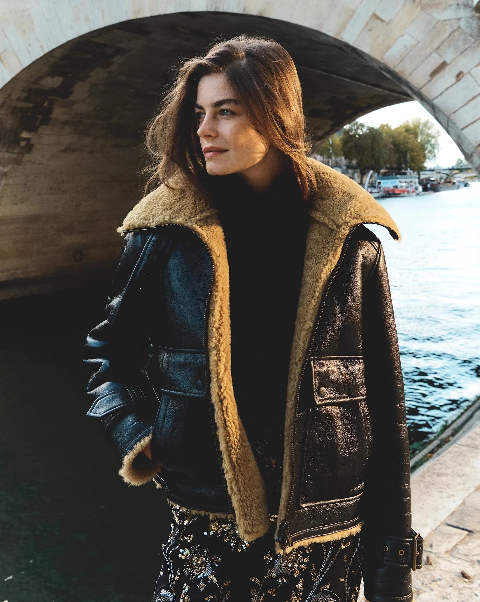 Danika Shearling Jacket Black Outerwear - Longsleeve Veronica Beard 