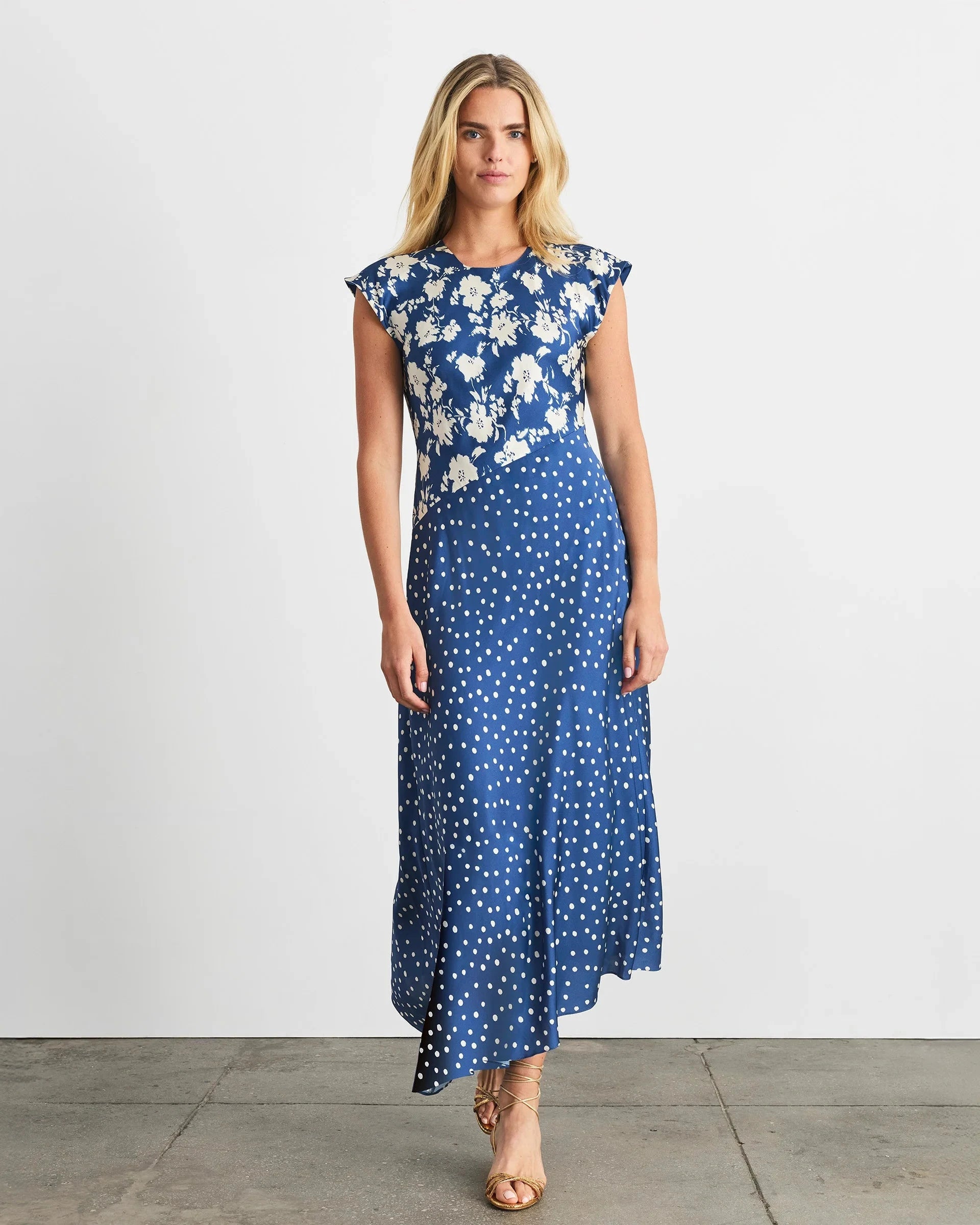 Violeta Dress French Blue/Cream Dresses - Maxi Tanya Taylor 