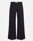 The Slim Palazzo Trouser Cuffed Navy Pants - Trousers Frame 