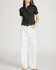 Embroidered Seaside Top Black Tops - Button Down Frame 