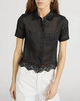 Embroidered Seaside Top Black Tops - Button Down Frame 