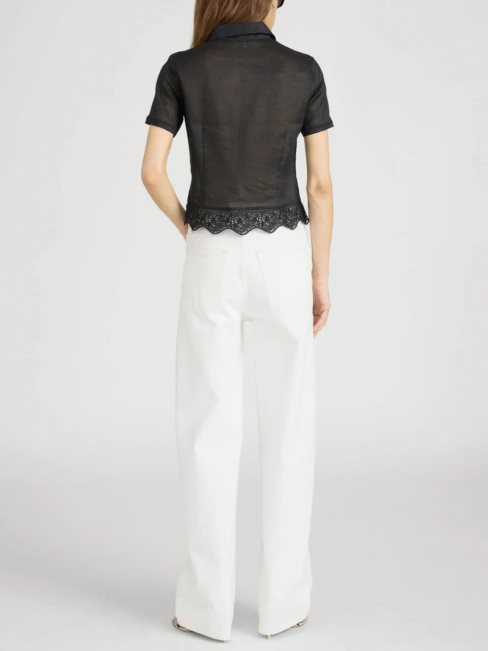 Embroidered Seaside Top Black Tops - Button Down Frame 