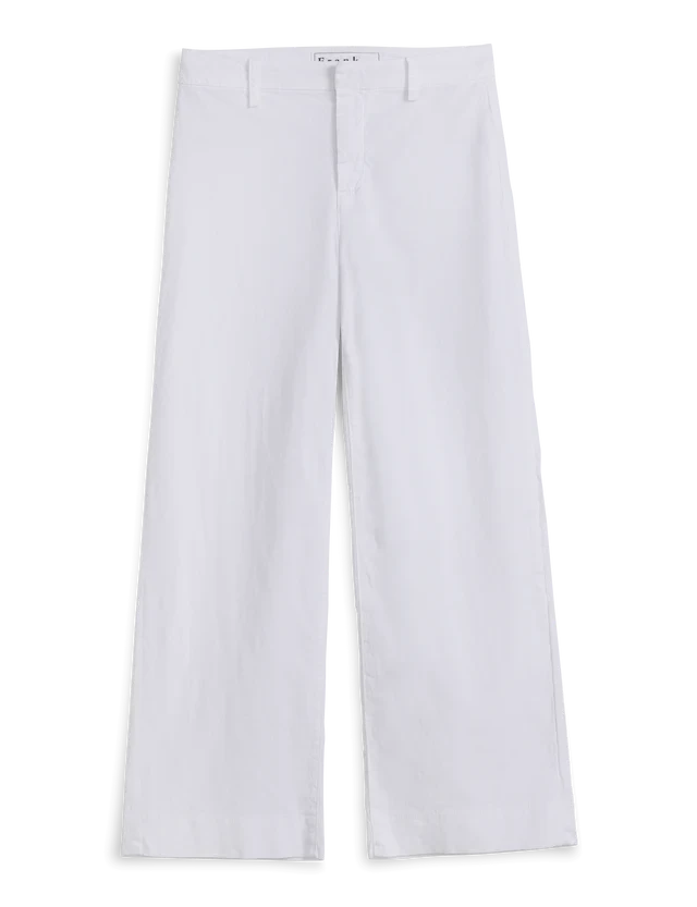 The Italian Wide Leg Chino Pant Performance Linen White Denim - Flare & Wide Leg Frank & Eileen 