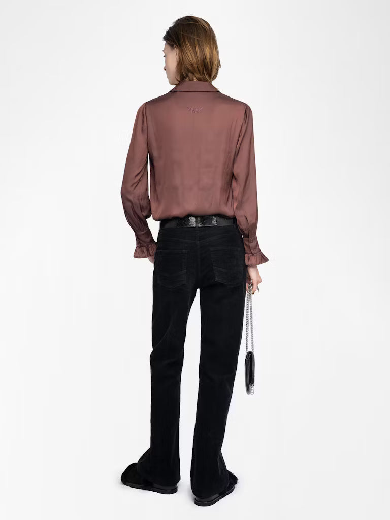 Thely Satin Shirt Burgundy Tops - Button Down Zadig &amp; Voltaire 