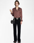 Thely Satin Shirt Burgundy Tops - Button Down Zadig & Voltaire 