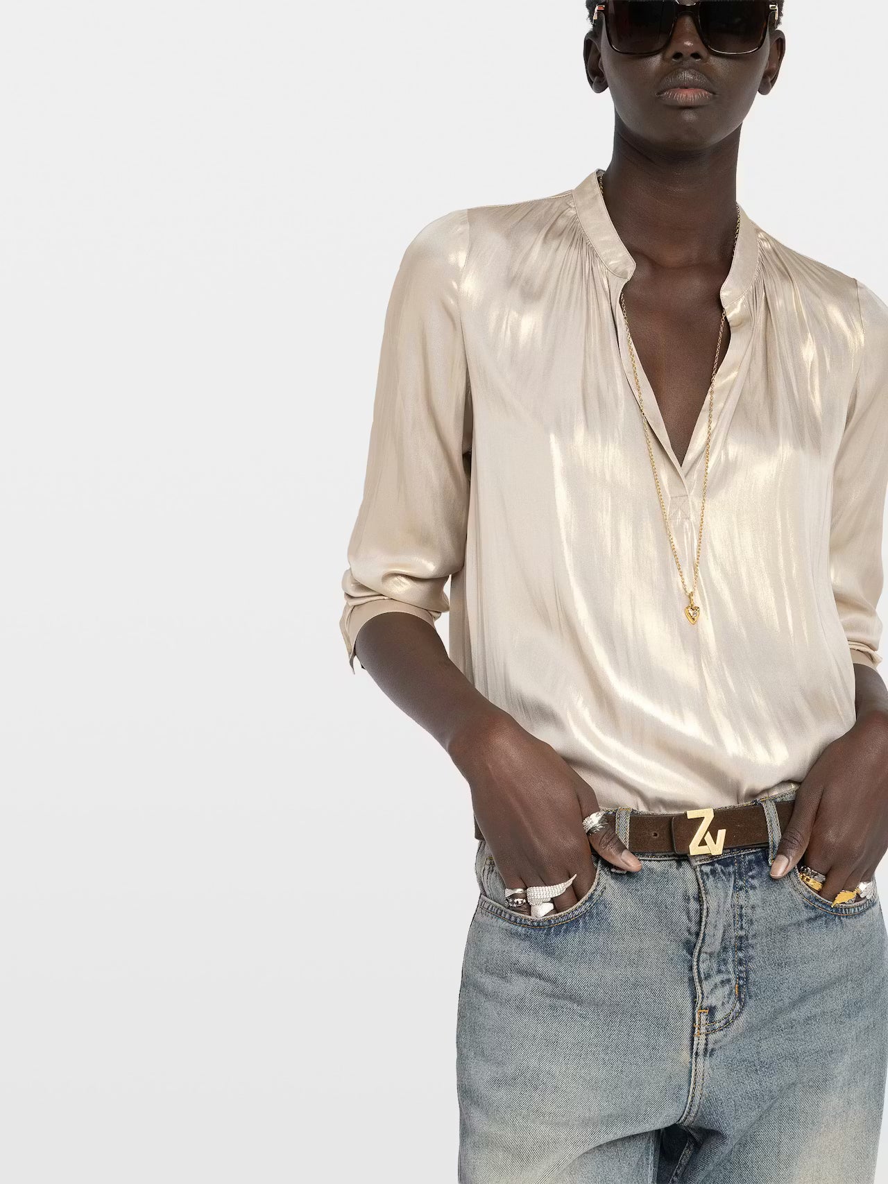Tink Satin Blouse Gold Tops - Blouses Zadig & Voltaire 
