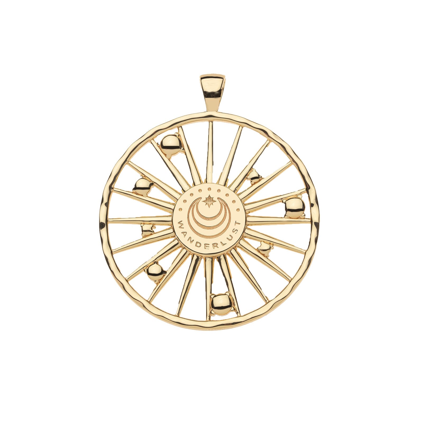 Wanderlust Jumbo Sun Flare Pendant Coin 16-18" Classic Rolo Chain Necklaces Jane Win 