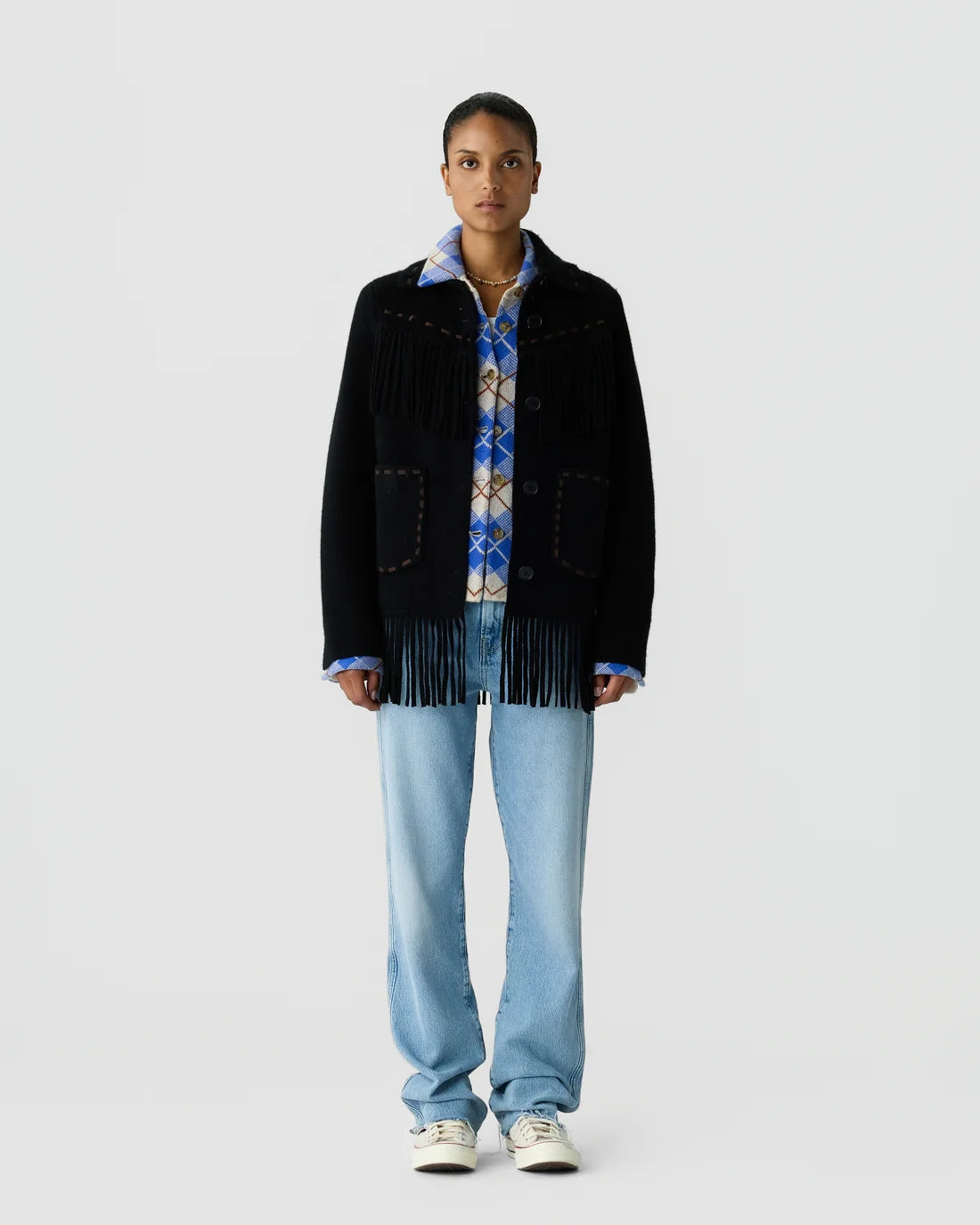 Western Fringe Jacket Black