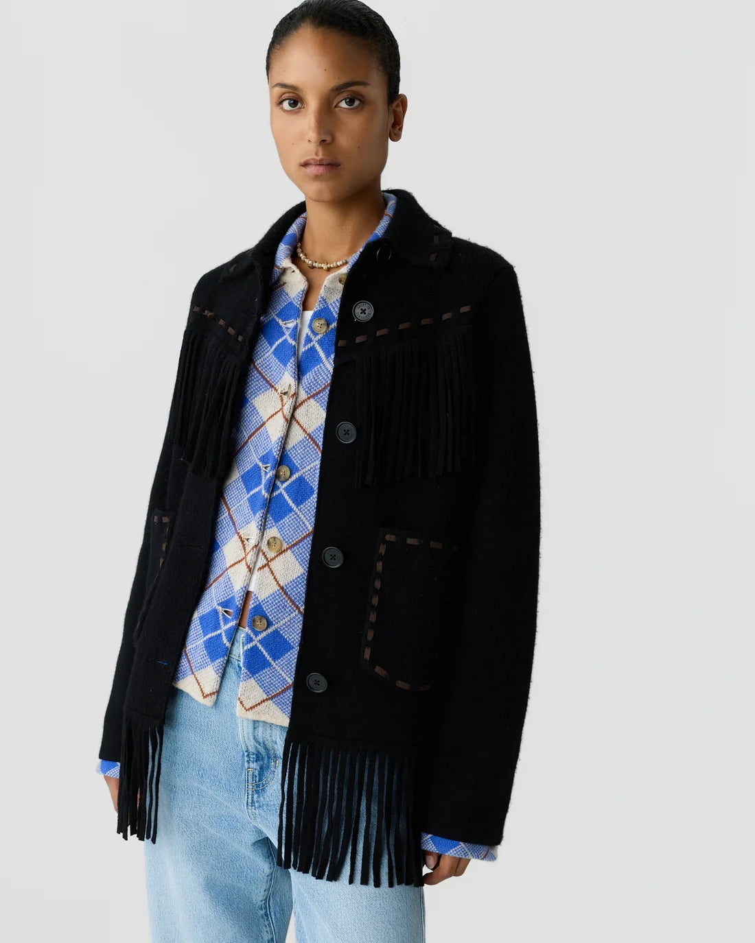 Western Fringe Jacket Black