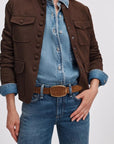 Wyatt Plaque Suede Belt Dark Sand Suede Belts rag & bone 