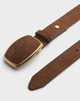 Wyatt Plaque Suede Belt Dark Sand Suede Belts rag & bone 