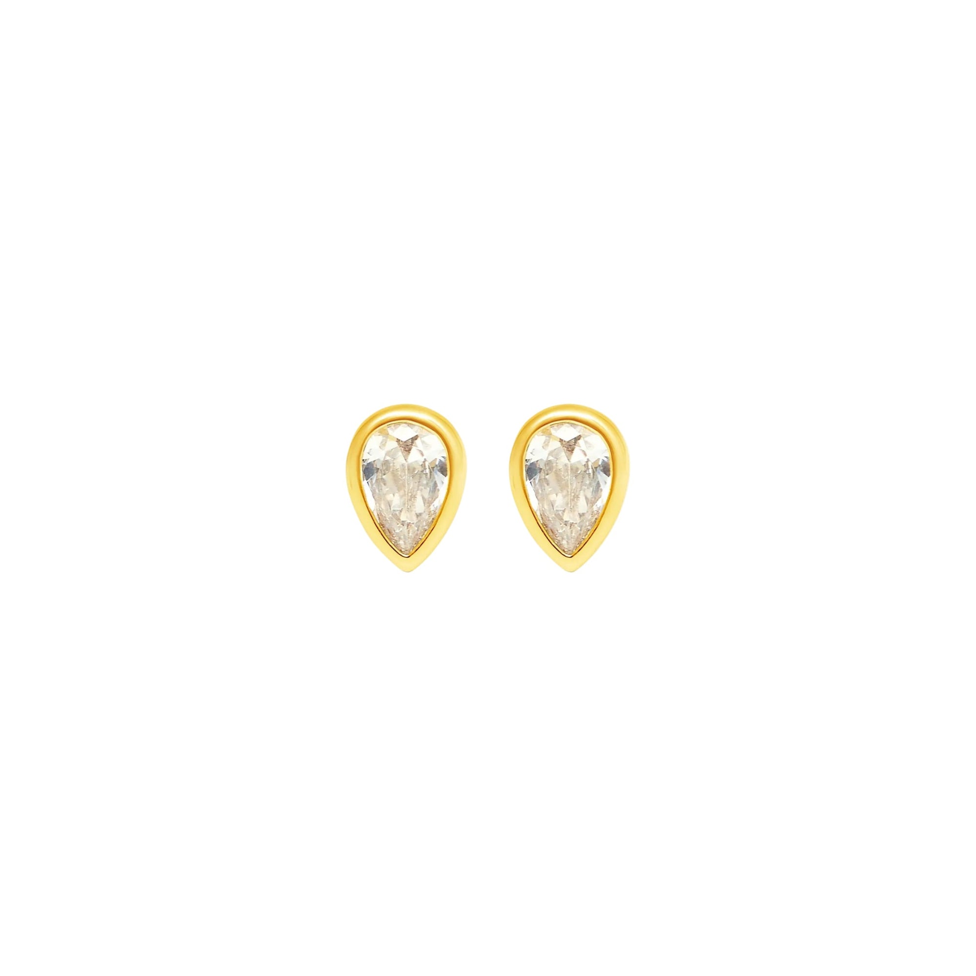 Pear Drop Studs CZ Earrings Talis Chains 