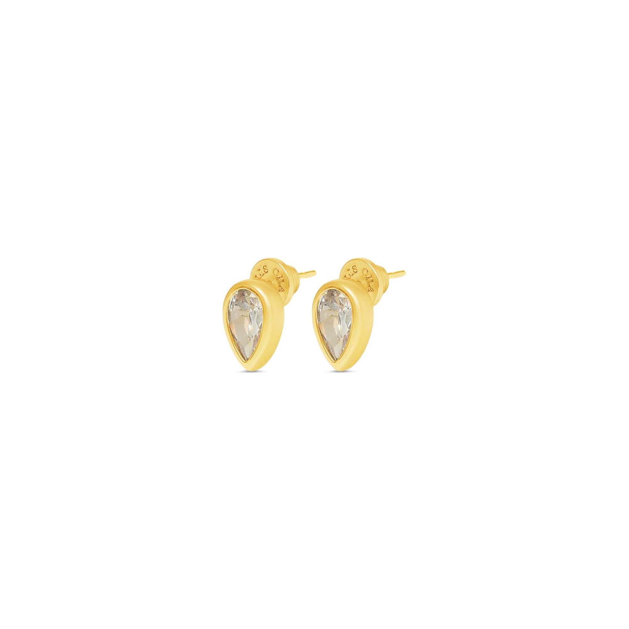 Pear Drop Studs CZ Earrings Talis Chains 