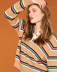 Tipping Stripe Rugby Shirt Earth Yellow Multi Sweater - Polo Jumper 1234 
