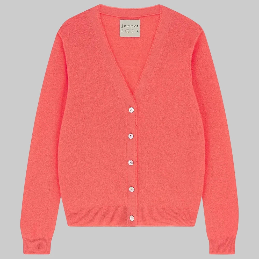 Distressed Vee Cardigan Cerise Sweater - Cardigans Jumper 1234 