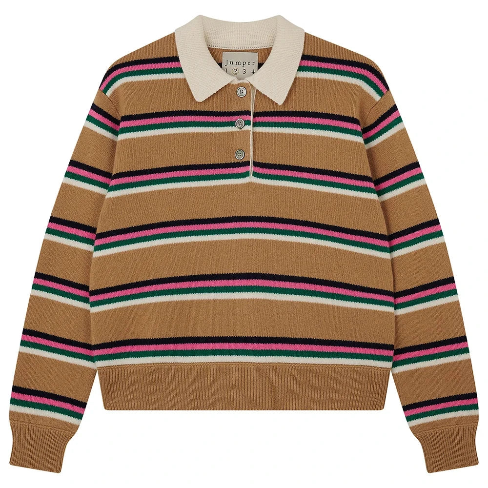 Tipping Stripe Rugby Shirt Earth Yellow Multi Sweater - Polo Jumper 1234 