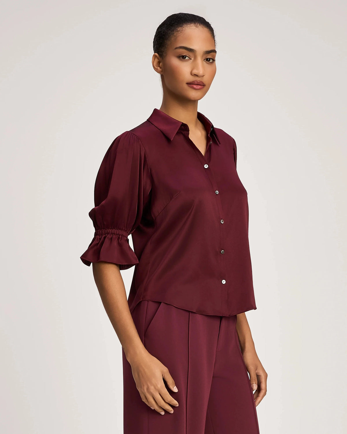 Fiona Top Black Cherry Tops - Blouses Cinq A Sept 