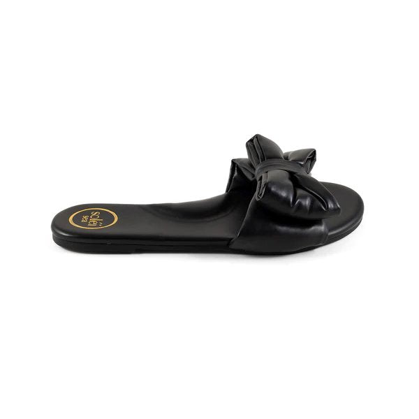 Rafie Bow Sandal Black Shoes - Sandals - Flat Sandals Solei Sea 