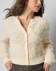 Brushed Crewneck Cardigan Ivory Sweater - Cardigans Lilla P 
