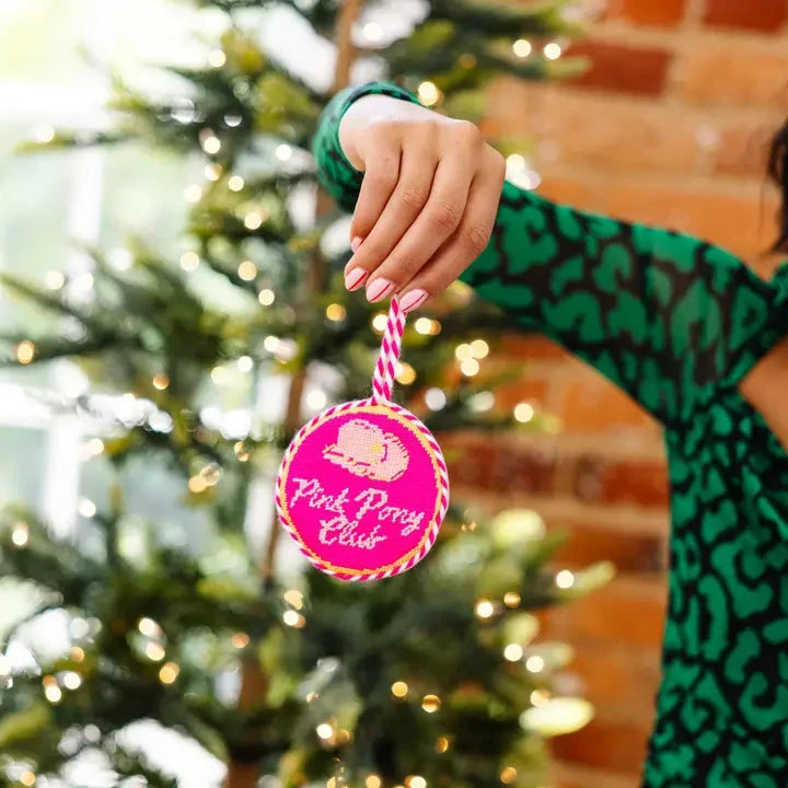 Pink Pony Club Needlepoint Ornament Home Decor - Decorative Accents Furbish 