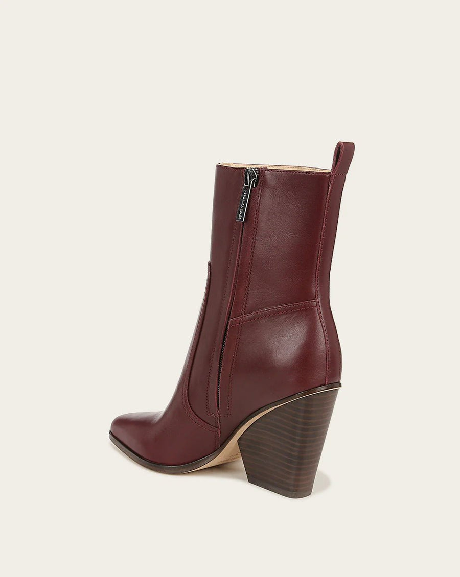 Logan Leather Bootie Merlot Shoes - Boots - Booties Veronica Beard - Shoes 