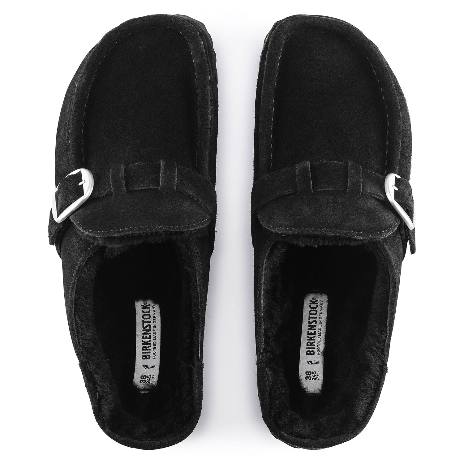 Buckley Shearling Suede Black Shoes - Flats - Slide Birkenstock 