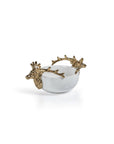 Aspen Ceramic Bowl Small With Gold Stag Design Accessories - Home Decor - Tabletop Zodax 