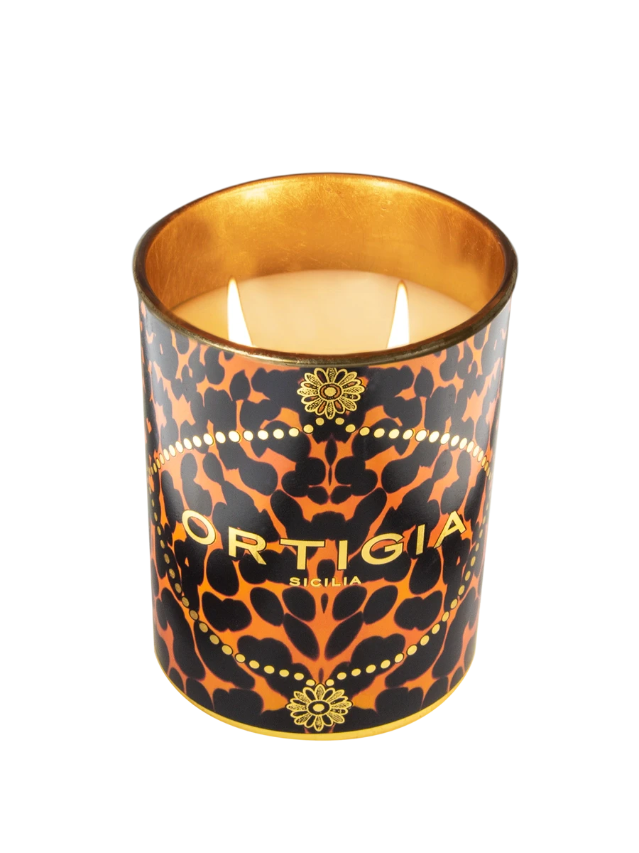 Medium Ambra Nera Decorated Candle Candles & Diffusers - Candles Ortigia 