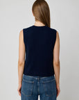Button Front Vest with Pockets Navy Sweater - Vest Autumn Cashmere 