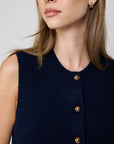 Button Front Vest with Pockets Navy Sweater - Vest Autumn Cashmere 