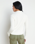 Sterling Silk-Cotton Blend Sweater Ivory/ Jewel Button