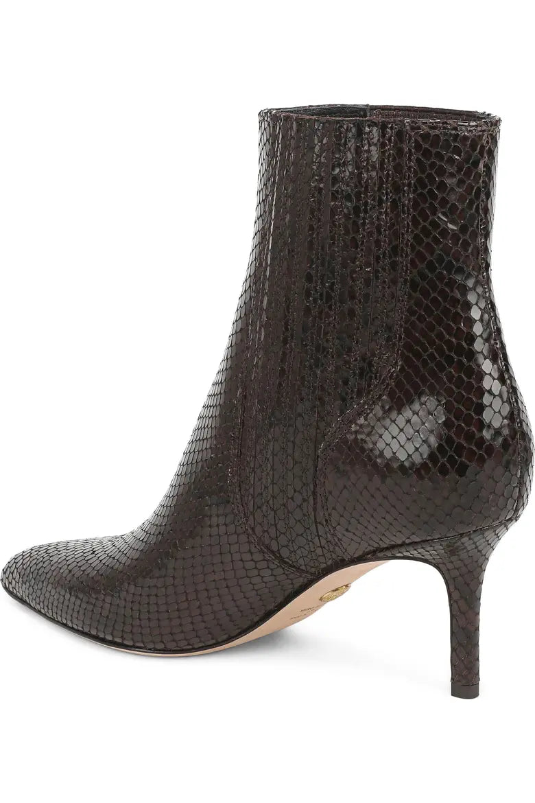 Lisa 70mm Pointed Toe Bootie Leather Python Espresso